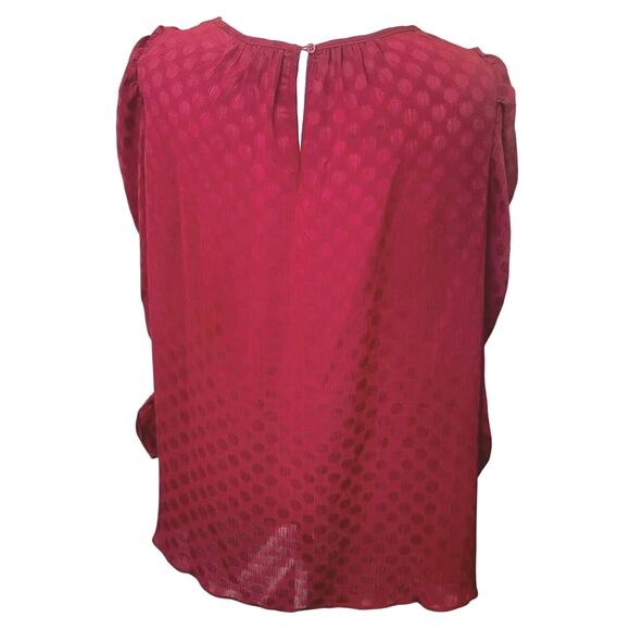 Max Studio Jacquard Shine Dot Ruched Sleeve Blouse - Picture 6 of 7